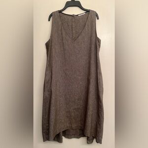 Linen/cotton sheath elegant dress by Biancoghiaccio Italian brand size 10/ IT46